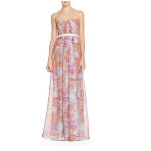 BCBG MaxAzria | 'Amber' Floor Length Floral Multi coloured Gown - Strapless  SZ2